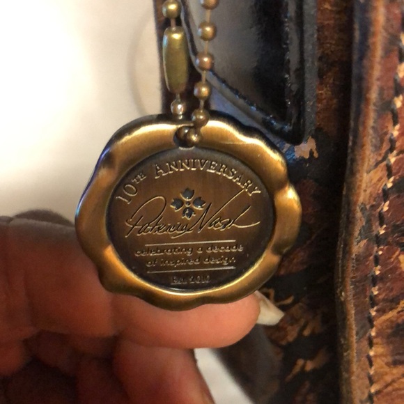 PATRICIA NASH 10th Anniversary dark brown stone design print leather crossbody. - Picture 4 of 16